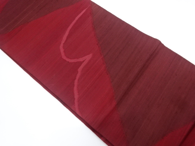 JAPANESE KIMONO / VINTAGE FUKURO OBI / SILK / TSUMUGI / WOVEN GEOMETRIC